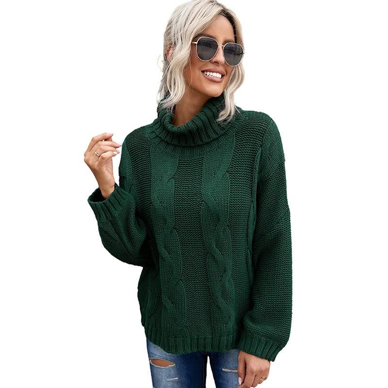 Kvinnors Vintertröja Med Hög Hals Enfärgad Långärmad Pullover