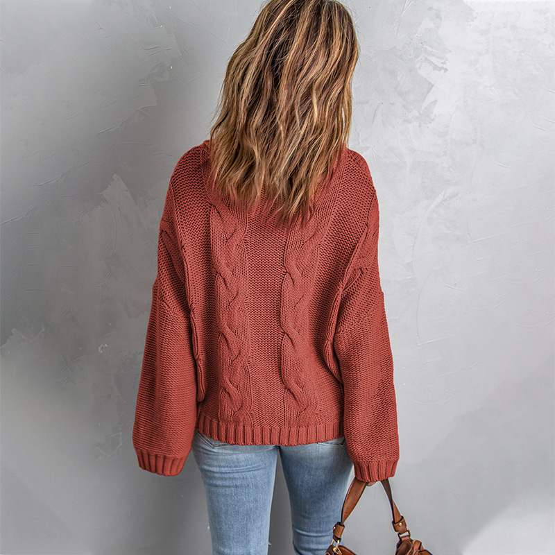 Kvinnors Vintertröja Med Hög Hals Enfärgad Långärmad Pullover