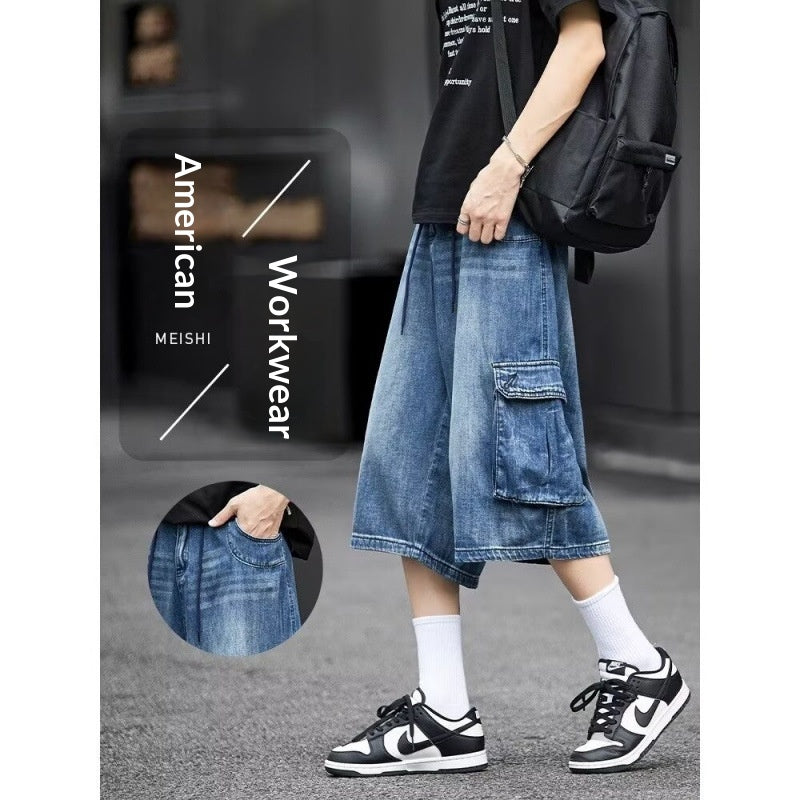 Herr Denim Capribyxor Loose Fit Multi Pocket Raka Ben