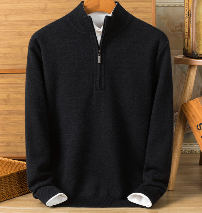 Herr Stickad Pullover Tröja Tjock med Långärmad Design