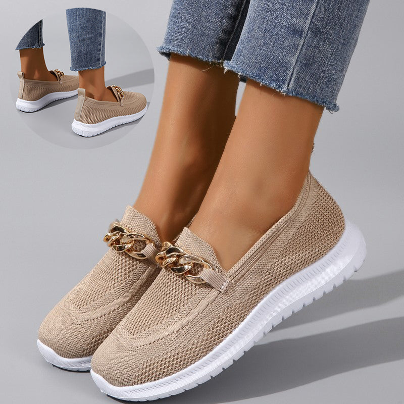 Damskor I Mesh Med Rund Tå Och Medellång Klack, Slip-On-Design