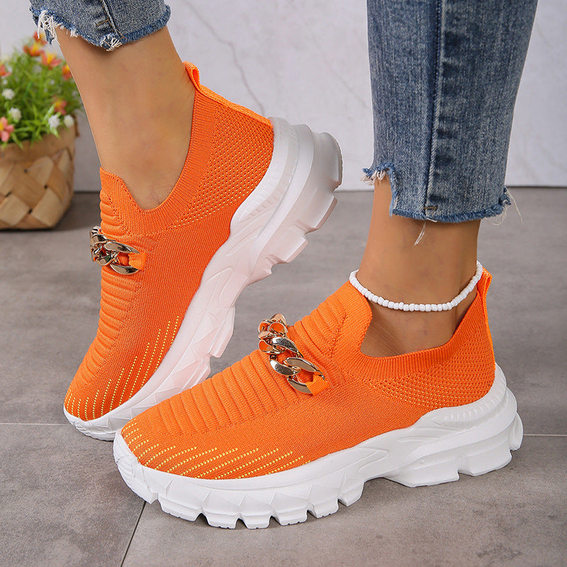 Damskor I Mesh Med Slip-On-Detaljer Och Platt Sula