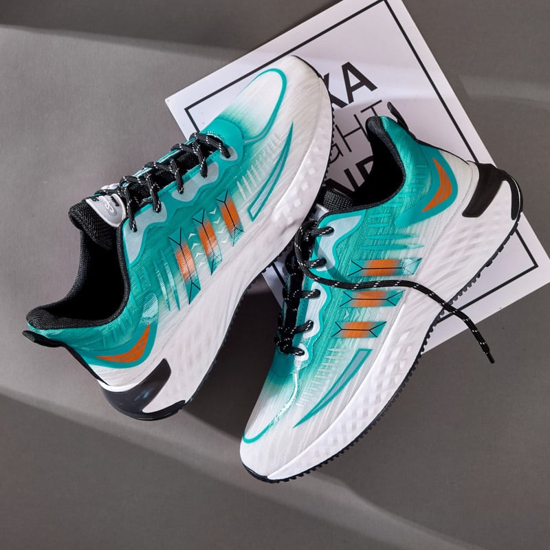 Herrsportsneakers Med Snörning, Tjock Sula Och Rund Tå