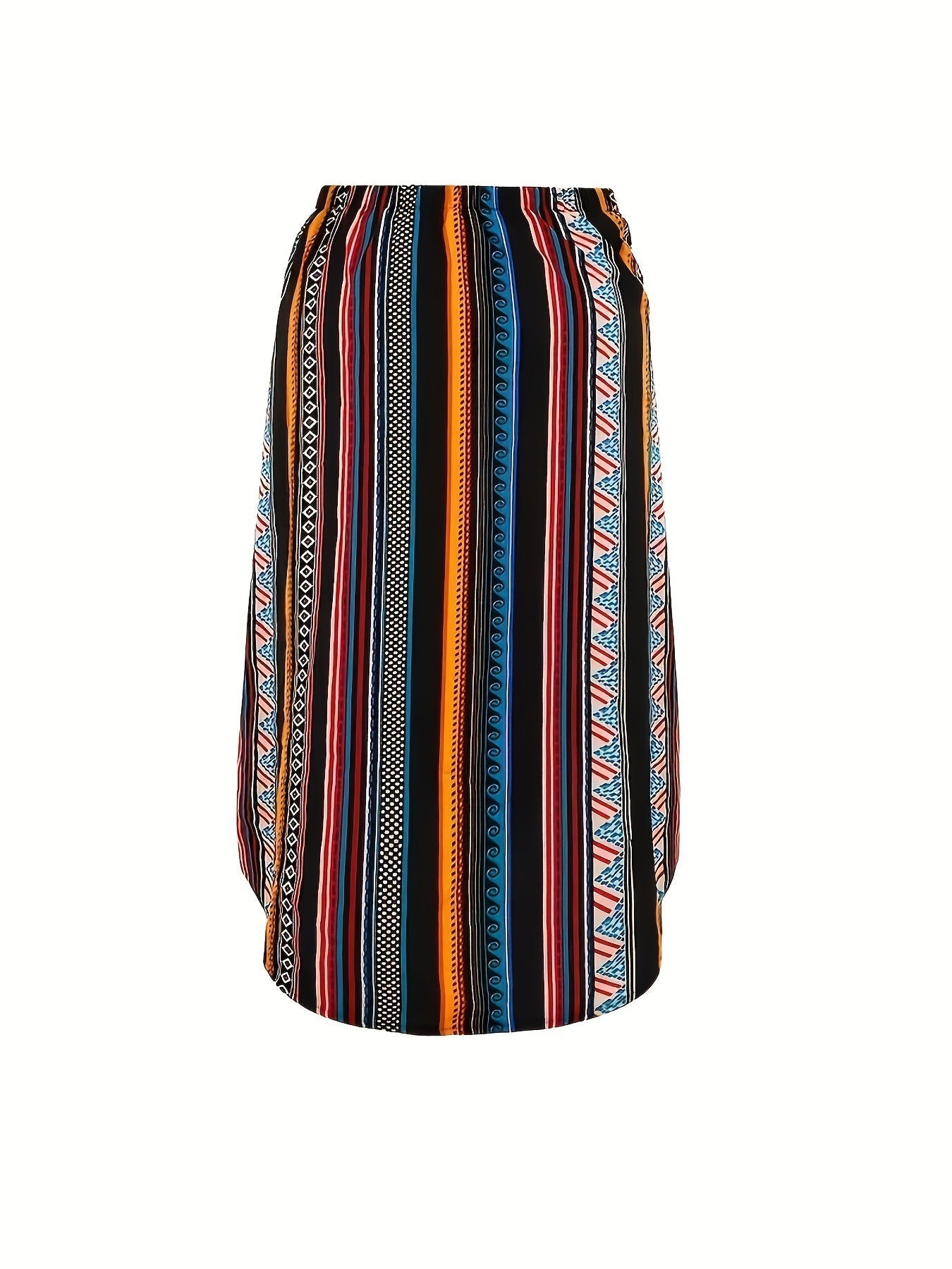 Kvinnors Geometriska Tryck Asymmetriska Kjolar I Avslappnad Midi-Stil