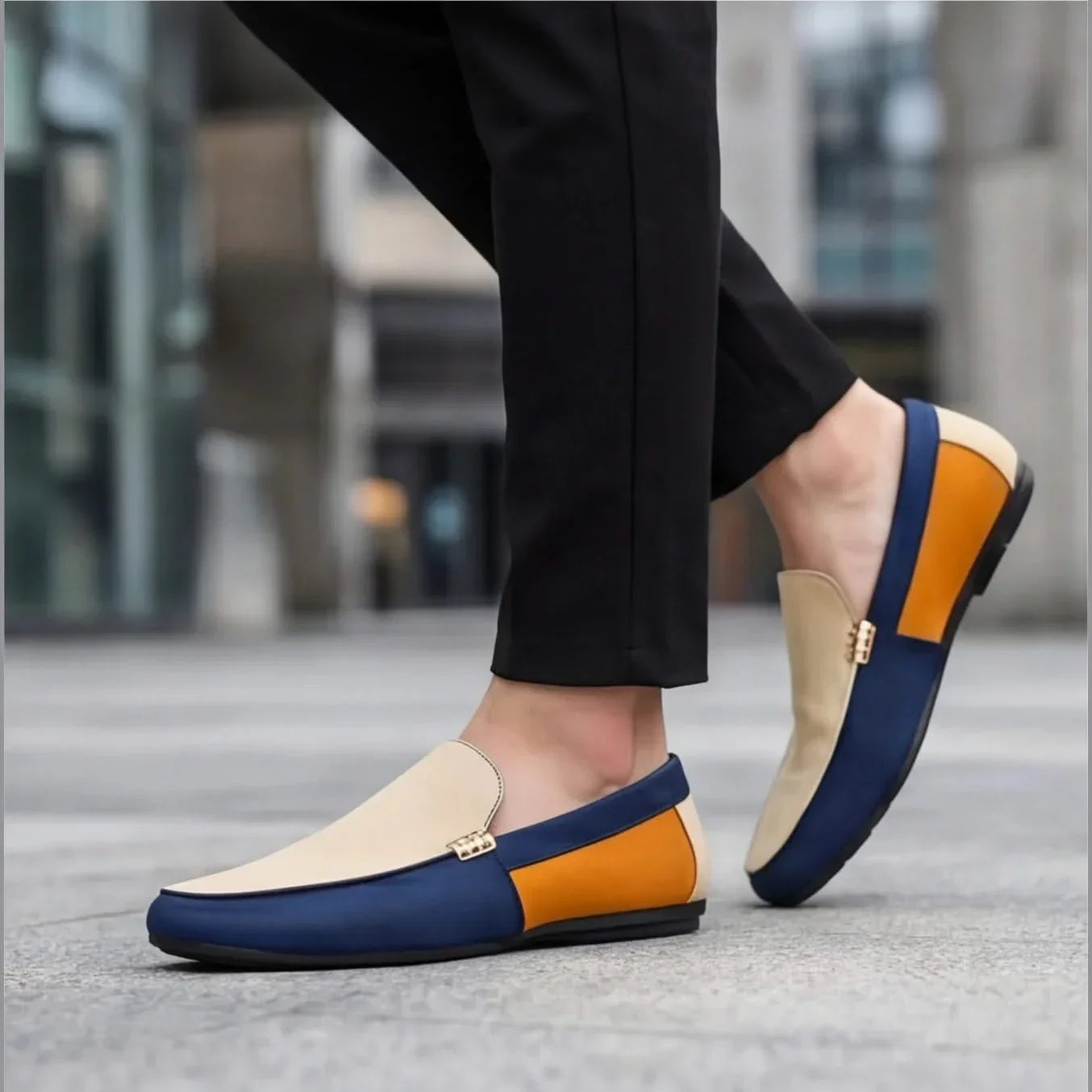 Herr Slip On Canvas Loafers Lätta Casual Patchwork Design