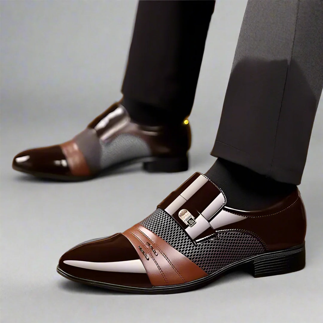 Herr Loafers Med Spänne Och Texturerad Sula