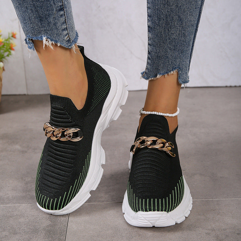 Damskor I Mesh Med Slip-On-Detaljer Och Platt Sula