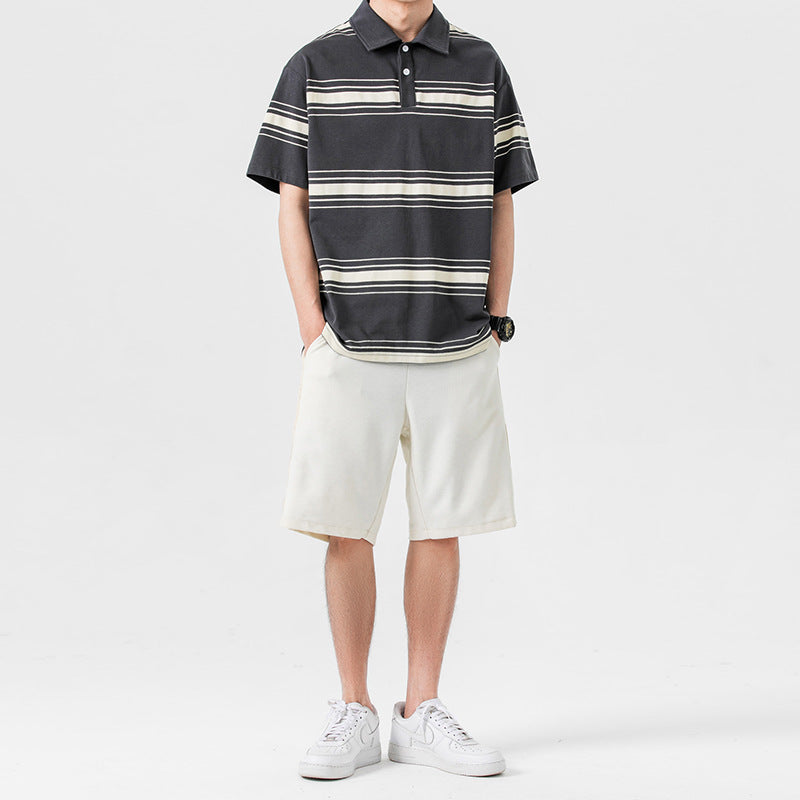 Herr Sommar Tvådelat Sport Set Kortärmad T-Shirt Medellånga Shorts Enfärgad Färg Matchande Outfit Flera Storlekar