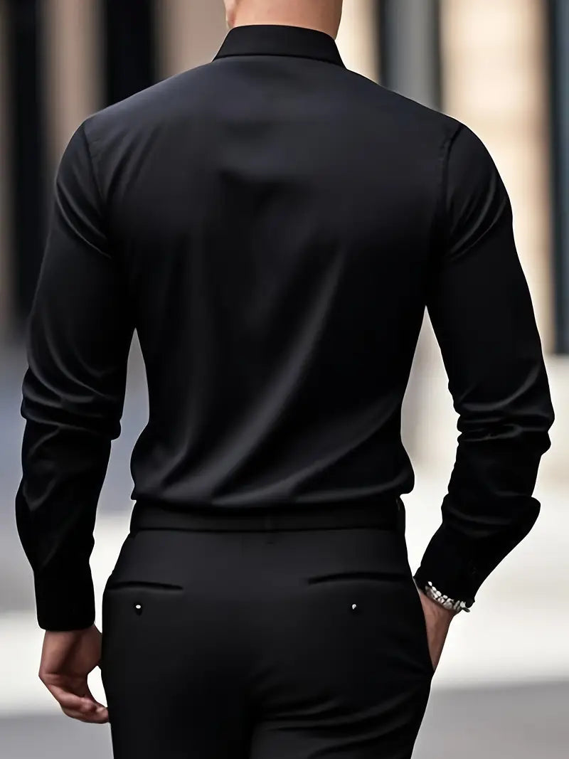 Herrskjorta Långärmad Slim Fit Ventilerande Material