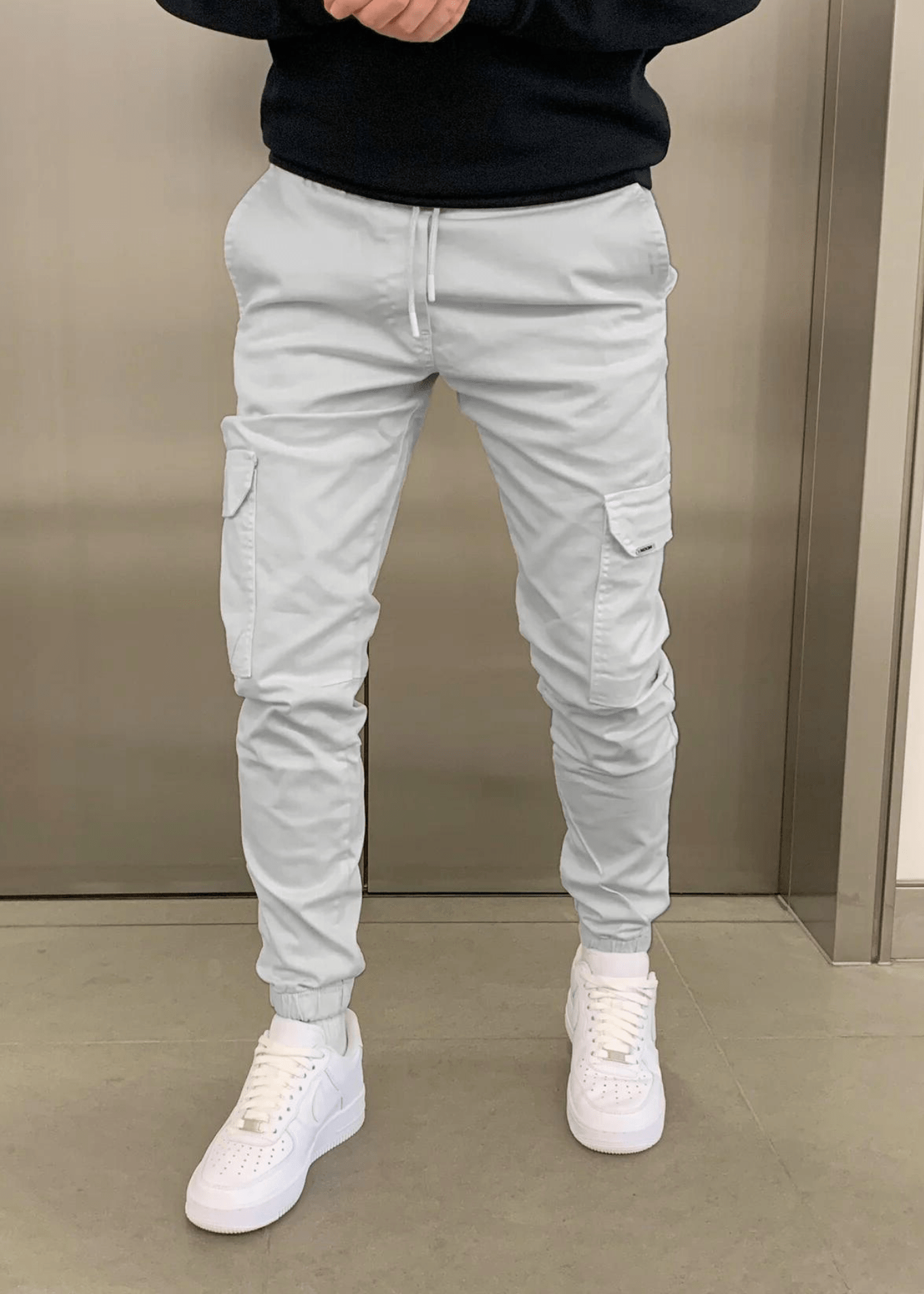 Herr Cargo Joggerbyxor med Elastisk Midja och Sidofickor