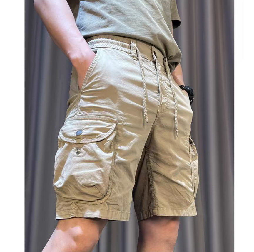 Herr Flerficksoveraller Byxor Lös Passform Raka Ben Kort Längd