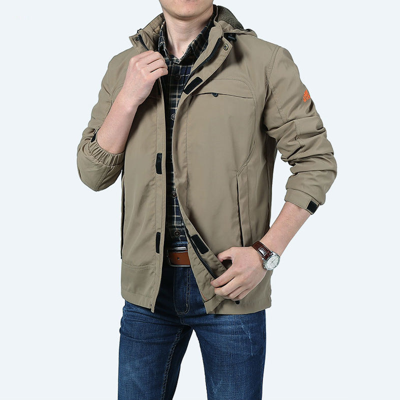 Herr Outdoor Snabbtorkande Jacka Med Blixtlåsfickor