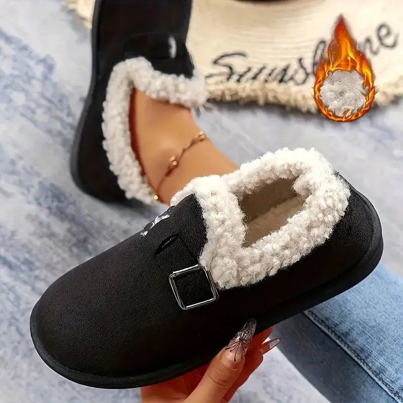 Slip-On-Skor För Kvinnor I Vinterstil Med Plyschfoder Och Stöd