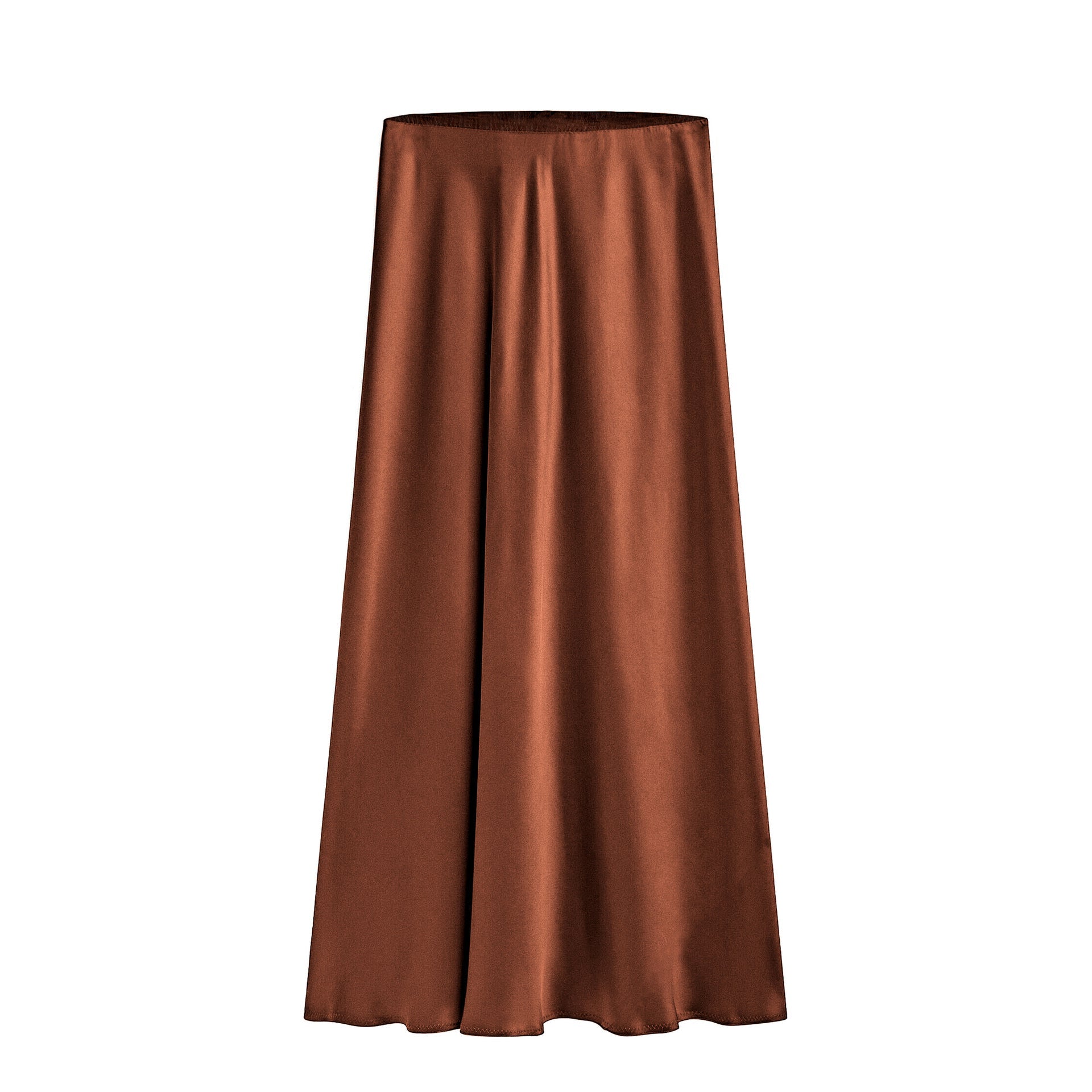 Kvinnors Mellanlång Kjol Med Hög Midja, Elastisk Sned Slits