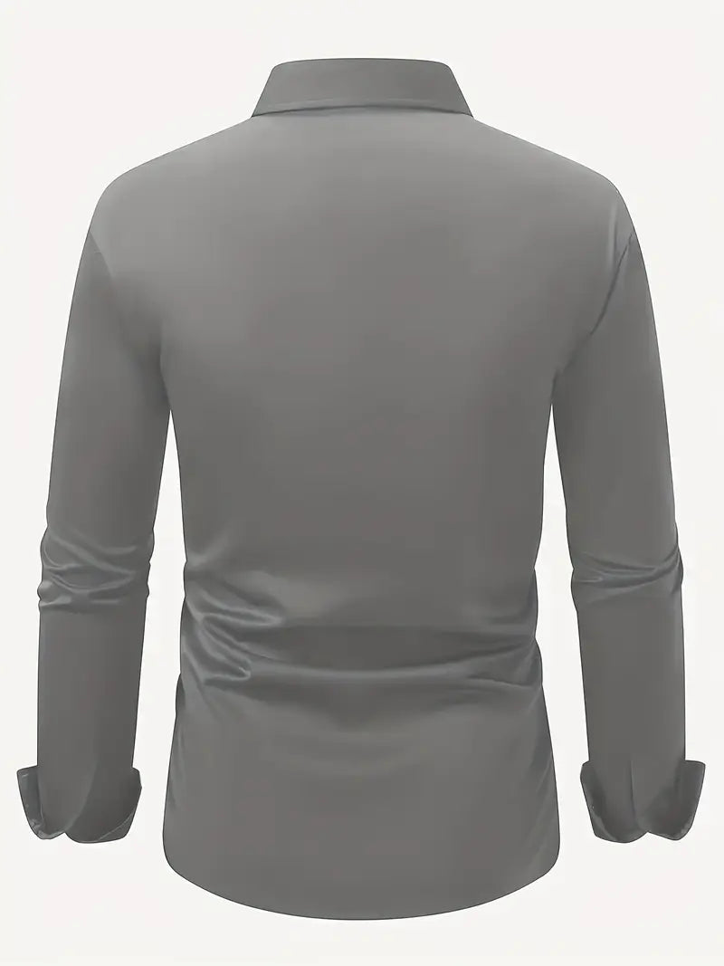 Herrskjorta Långärmad Slim Fit Ventilerande Material