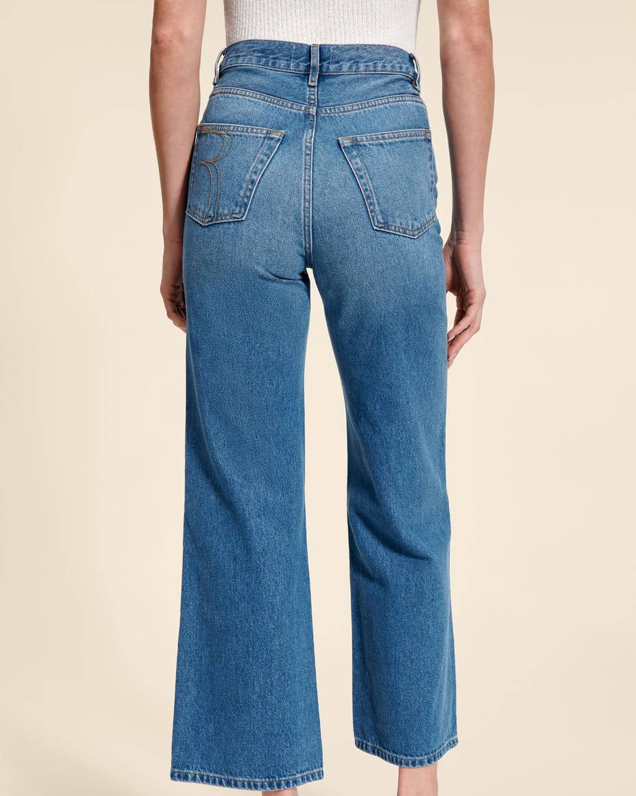 Dam Vårjeans Med Hög Midja Och Raka Ben I Retrostil