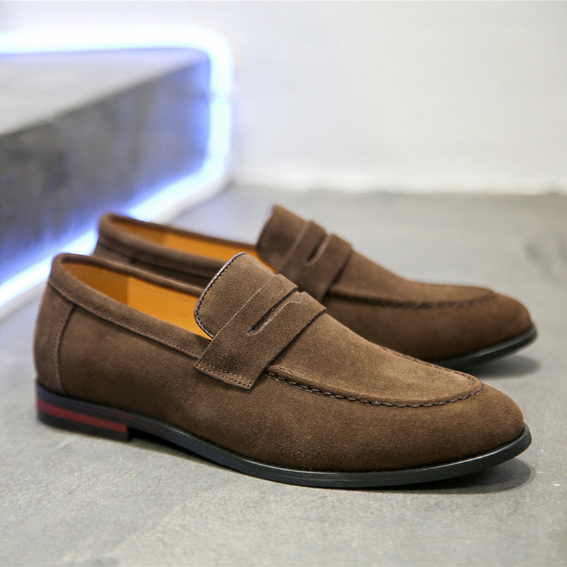 Herr Slip-On Loafers Med Grunt Mun Och Platt Klack