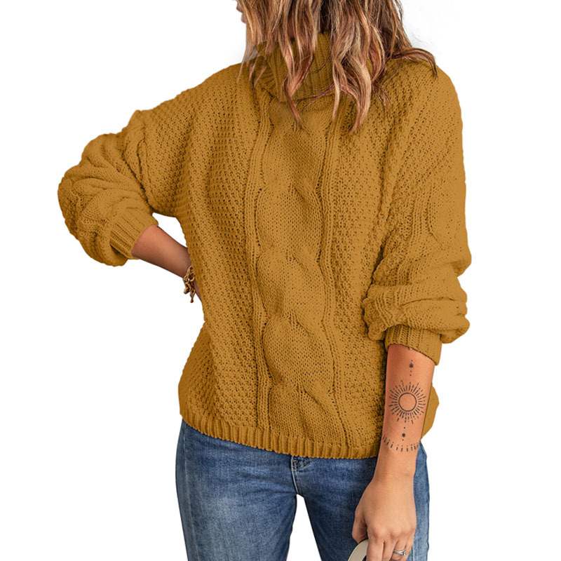 Kvinnors Vintertröja Med Hög Hals Enfärgad Långärmad Pullover