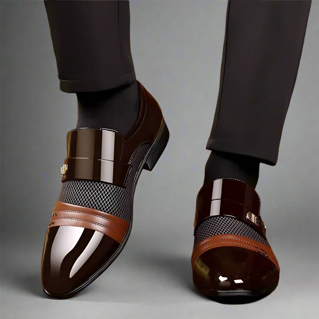 Herr Loafers Med Spänne Och Texturerad Sula