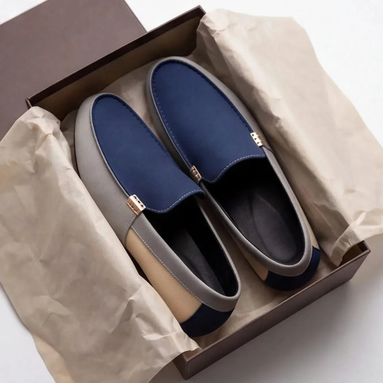 Herr Slip On Canvas Loafers Lätta Casual Patchwork Design