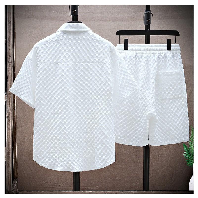 Herr Vår Lös Passform Skjorta Och Shorts Tvådelat Set Sportig Avslappnad Outfit