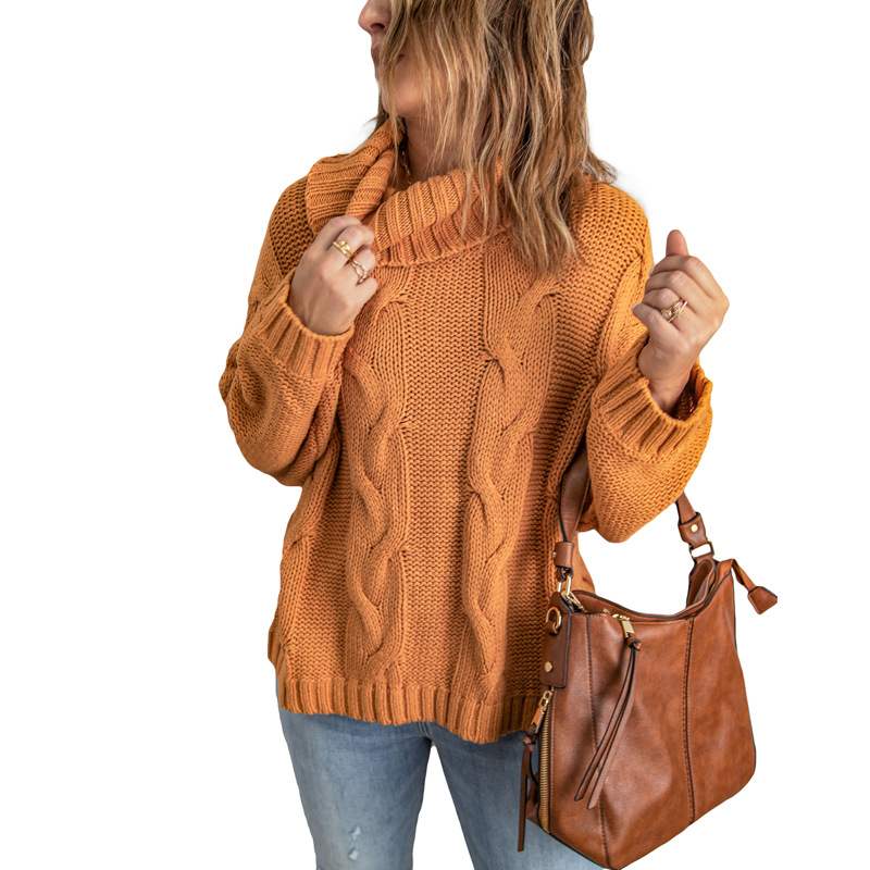Kvinnors Vintertröja Med Hög Hals Enfärgad Långärmad Pullover