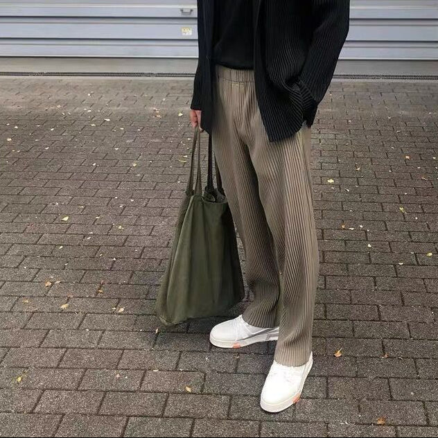 Herrbyxor Med Vida Ben, Raka, Löst Draperande Passform