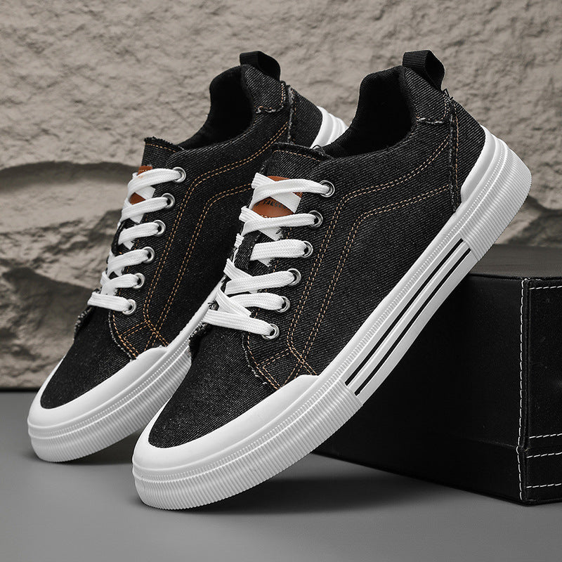 Herr Sneakers Låga Snörskor Platta Klackar Rund Tå