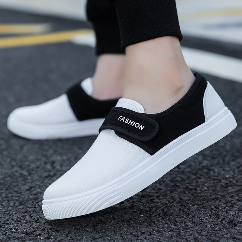 Herrsneakers Med Kardborreband, Platt Sula Och Låg Design