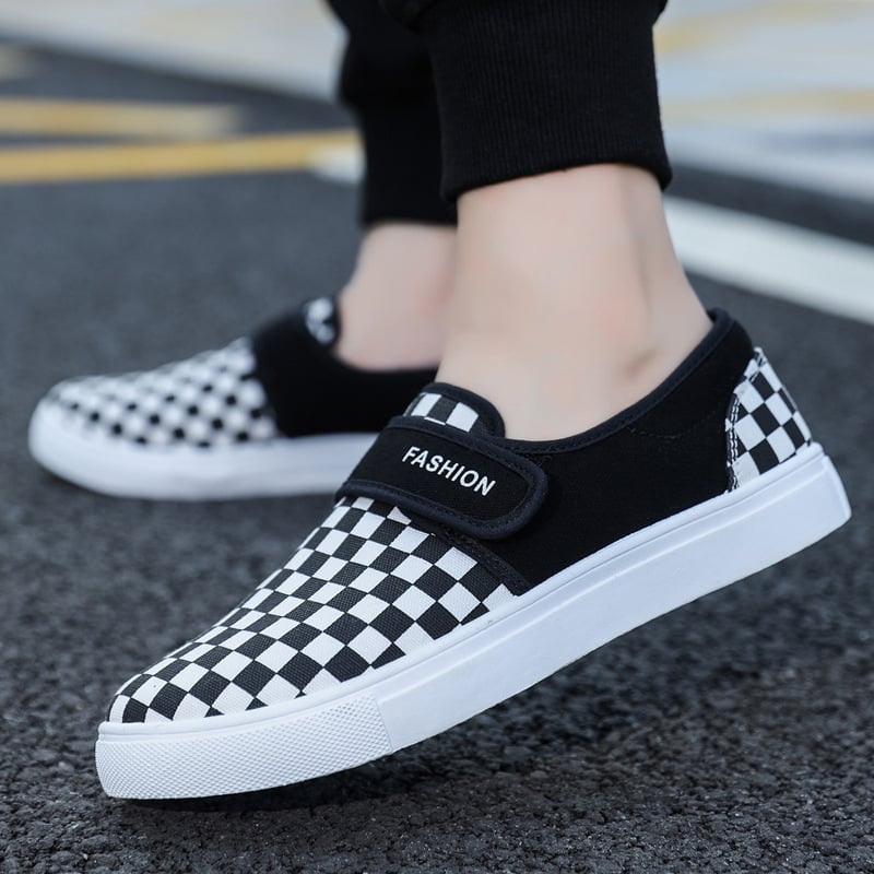Herrsneakers Med Kardborreband, Platt Sula Och Låg Design
