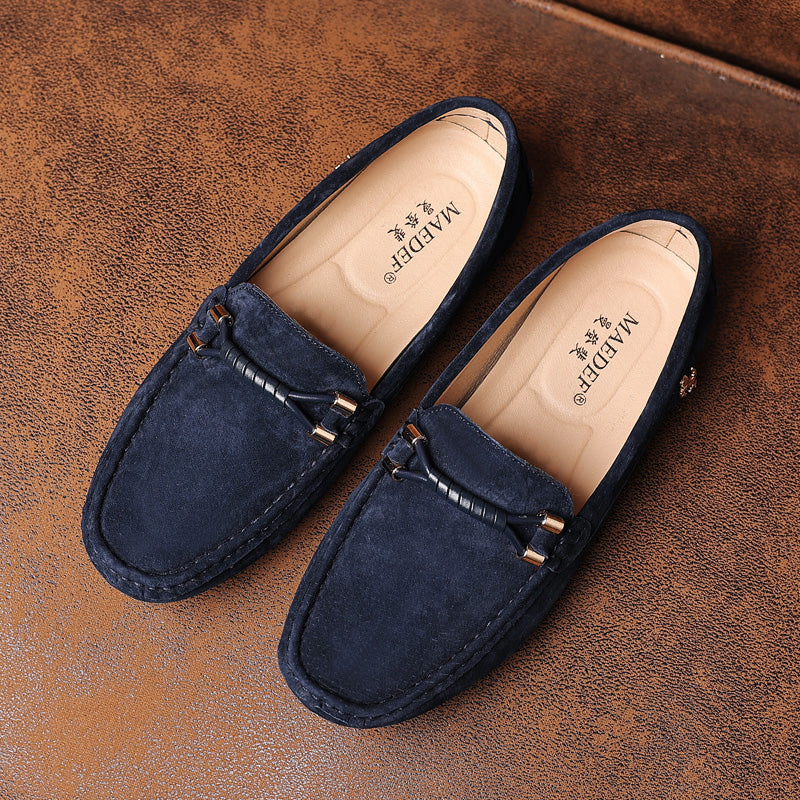 Loafers För Herr Med Mockaöverdel, Snurrad Rem Och Moc-Tå