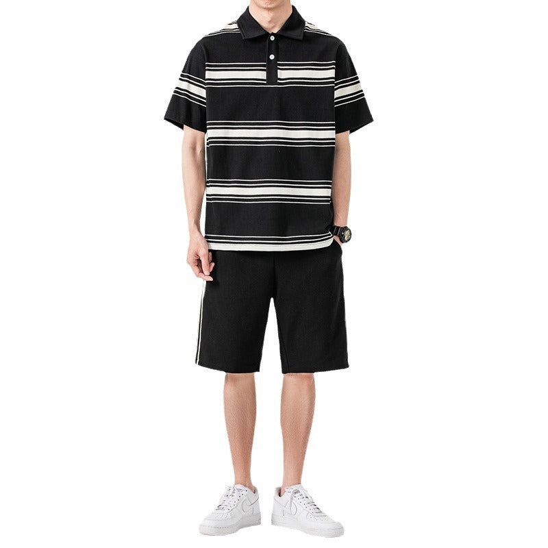 Herr Sommar Tvådelat Sport Set Kortärmad T-Shirt Medellånga Shorts Enfärgad Färg Matchande Outfit Flera Storlekar
