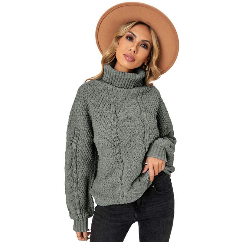 Kvinnors Vintertröja Med Hög Hals Enfärgad Långärmad Pullover