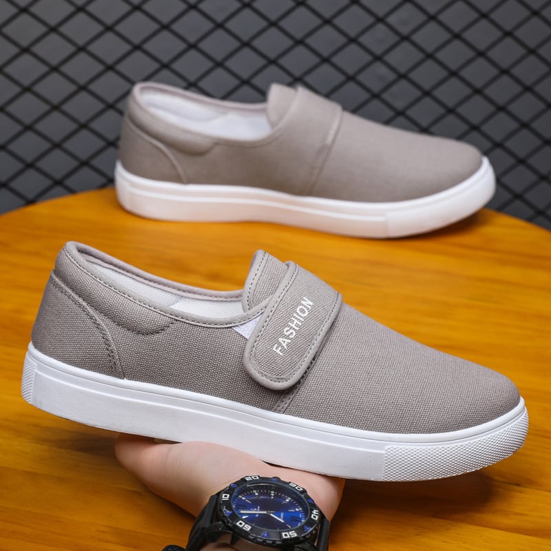Herrsneakers Med Kardborreband, Platt Sula Och Låg Design