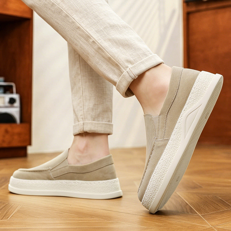 Herr Vår- Och Höstslip-On Casual Sneakers Med Mikrofiberläder Ovandel