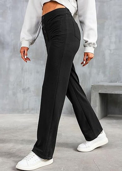 Kvinnobyxor Slim Fit Stretch Med Elastisk Midja
