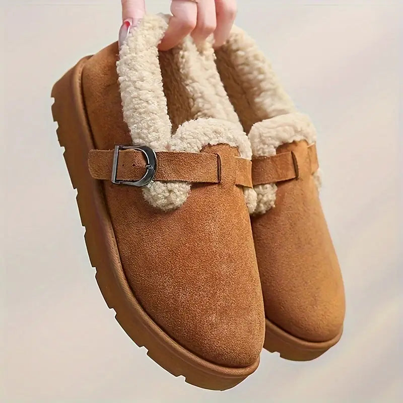 Slip-On-Skor För Kvinnor I Vinterstil Med Plyschfoder Och Stöd