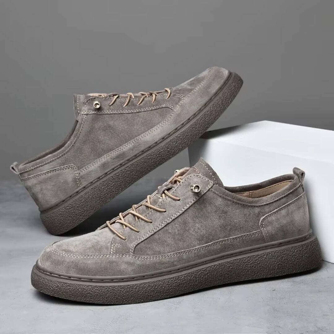 Herr Sneakers Mocka Look Snörning Vadderad Innersula Gummisula
