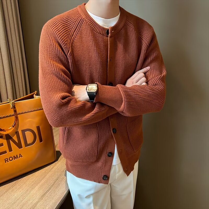 Herr Cardigan Sweatercoat Rundhals Långärmad Slim Passform