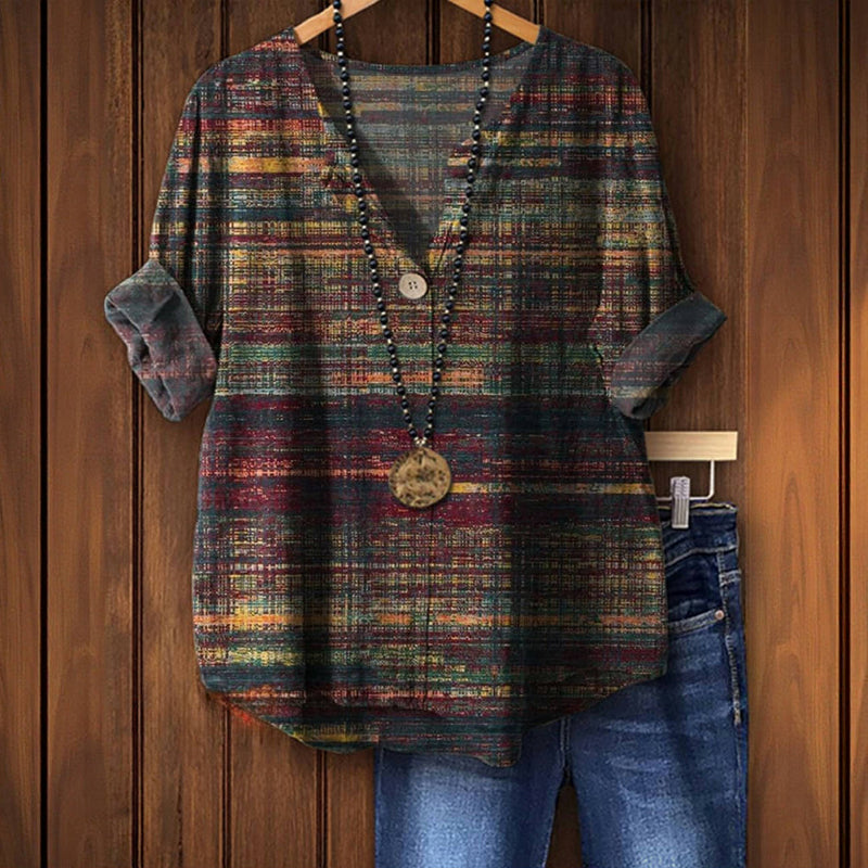 Damblus Med Tryck Och V-Ringning För Sommaren