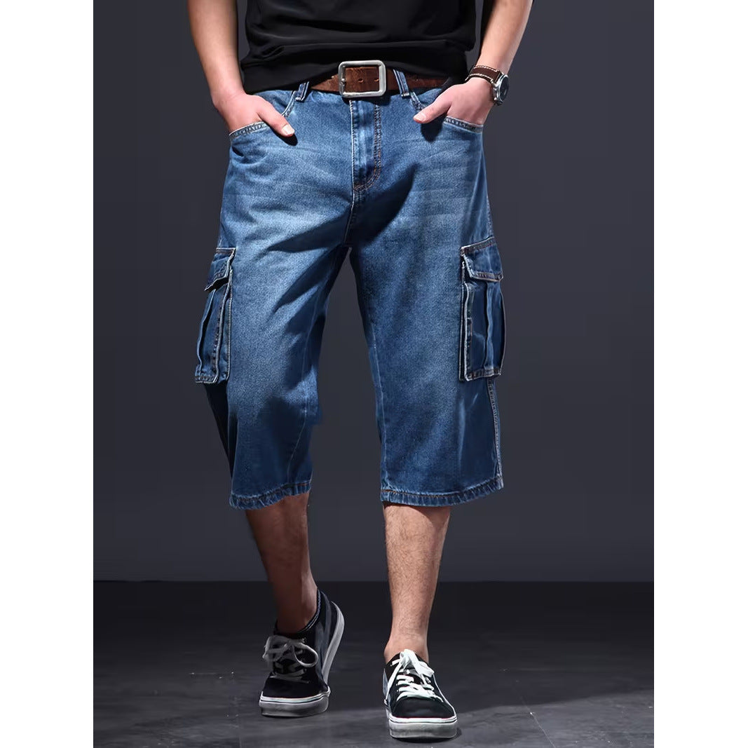 Herr Denim Capribyxor Loose Fit Multi Pocket Raka Ben