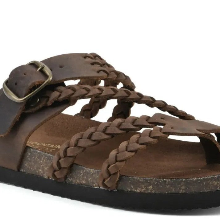 Kvinnors Vävda Platta Sandaler Med Remmar Och Öppen Design – Läderlook