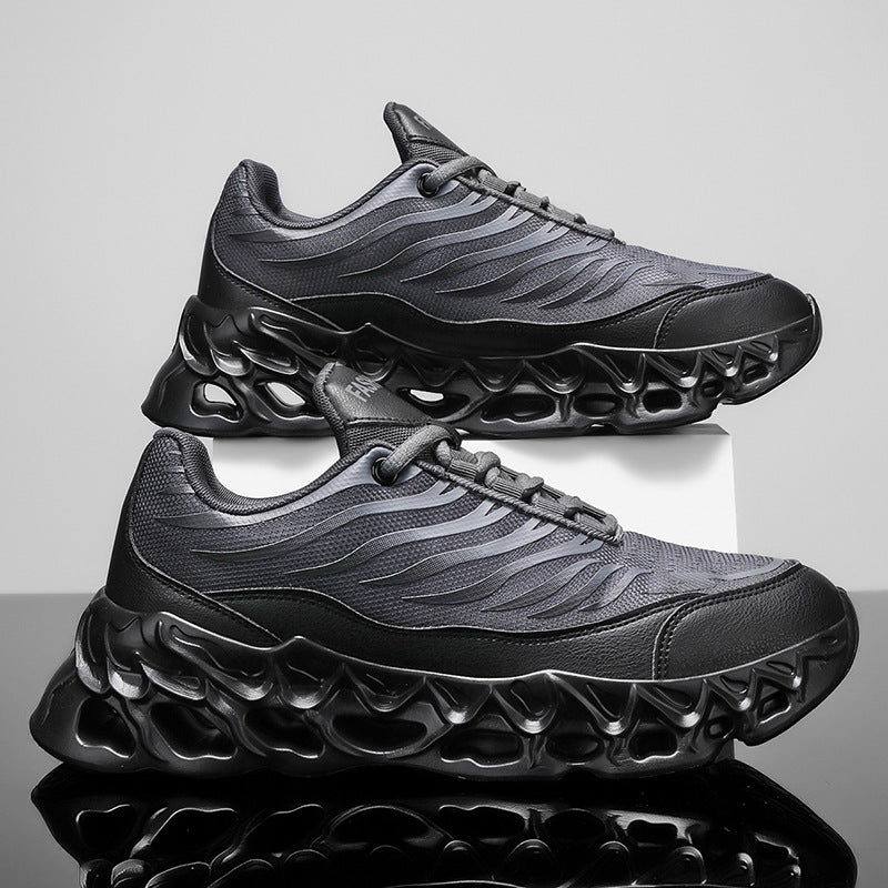 Herrsneakers Med Mesh-Ovandel Och Tjock Pu-Sula