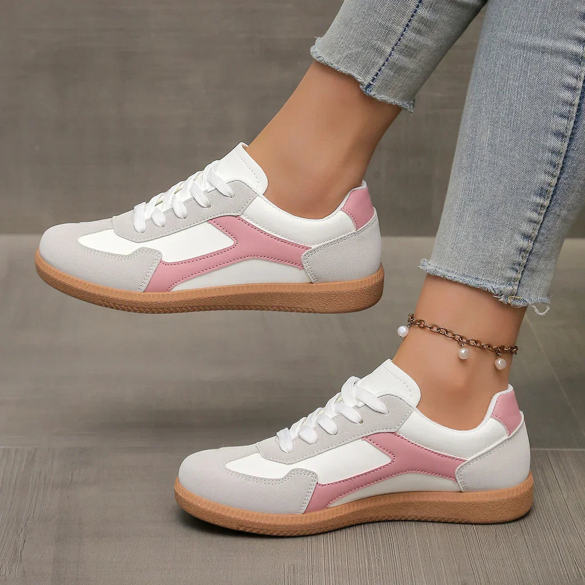 Kvinnor Sneakers Låg Profil Med Gum Sula Och Dämpad Innersula