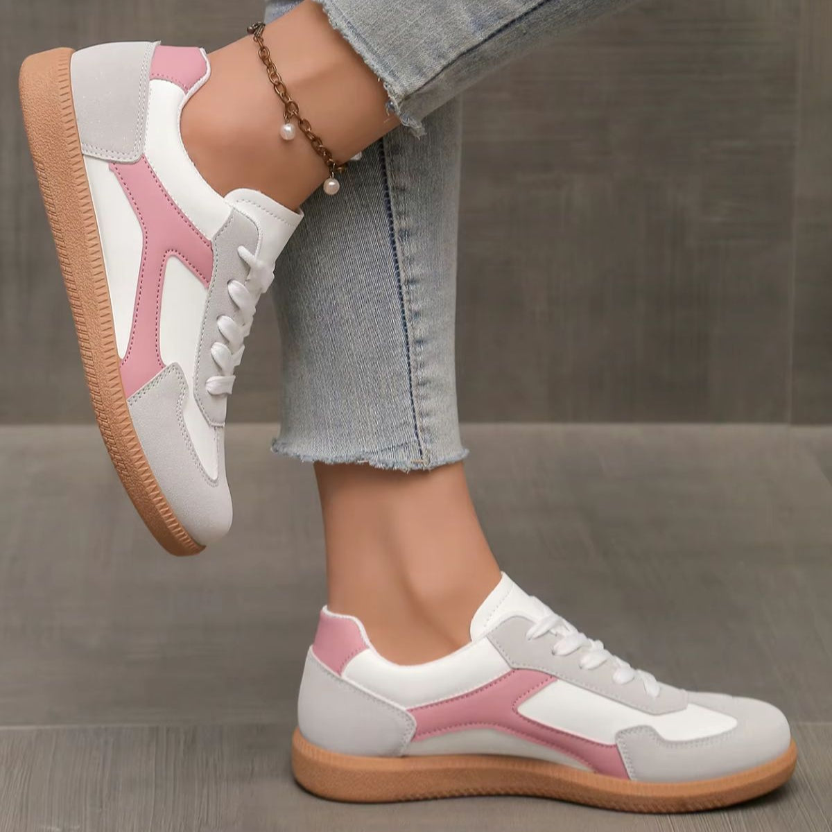 Kvinnor Sneakers Låg Profil Med Gum Sula Och Dämpad Innersula