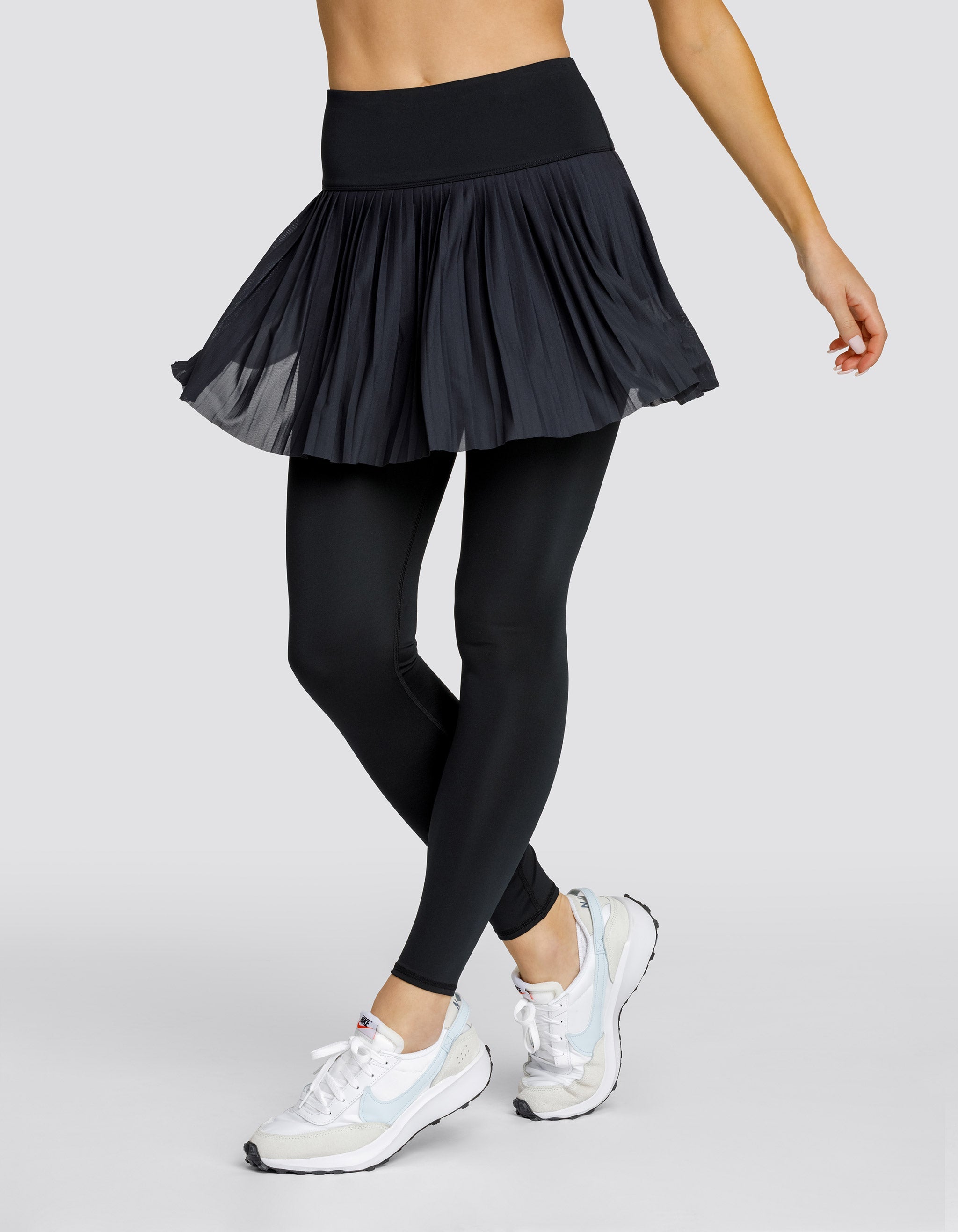 Damleggings Med Hög Midja, Mikroveckat Meshöverlägg, Inbyggda Sidofickor, Stretchkonstruktion