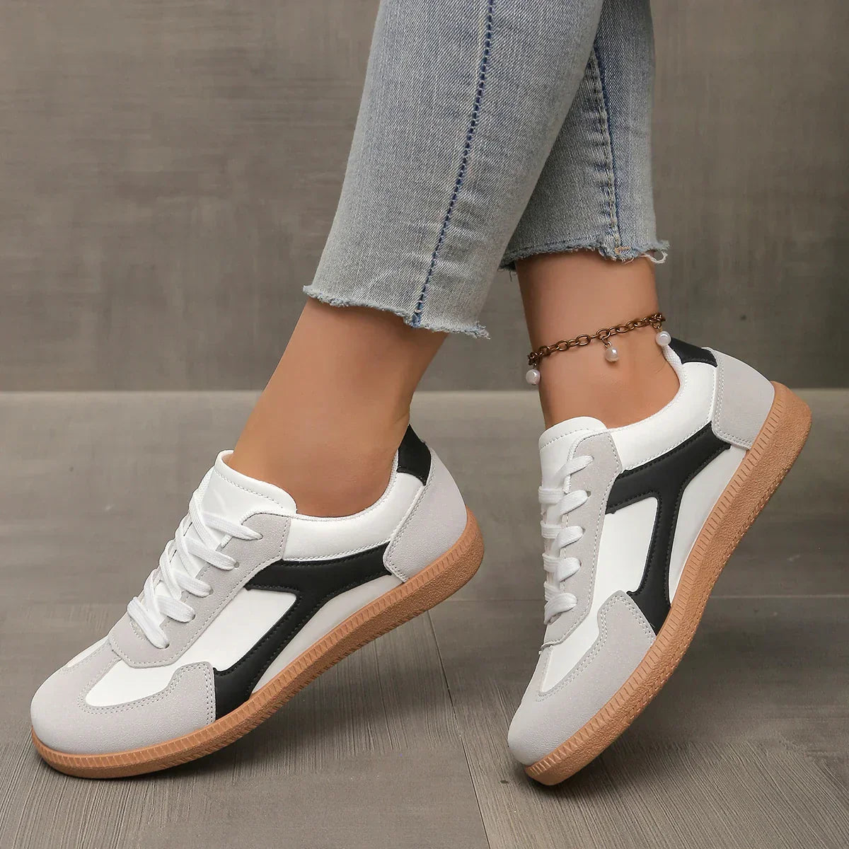 Kvinnor Sneakers Låg Profil Med Gum Sula Och Dämpad Innersula