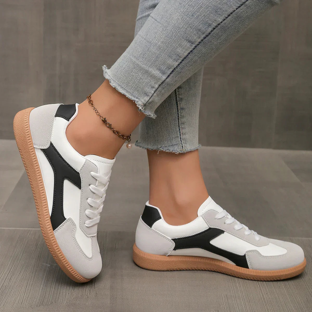 Kvinnor Sneakers Låg Profil Med Gum Sula Och Dämpad Innersula