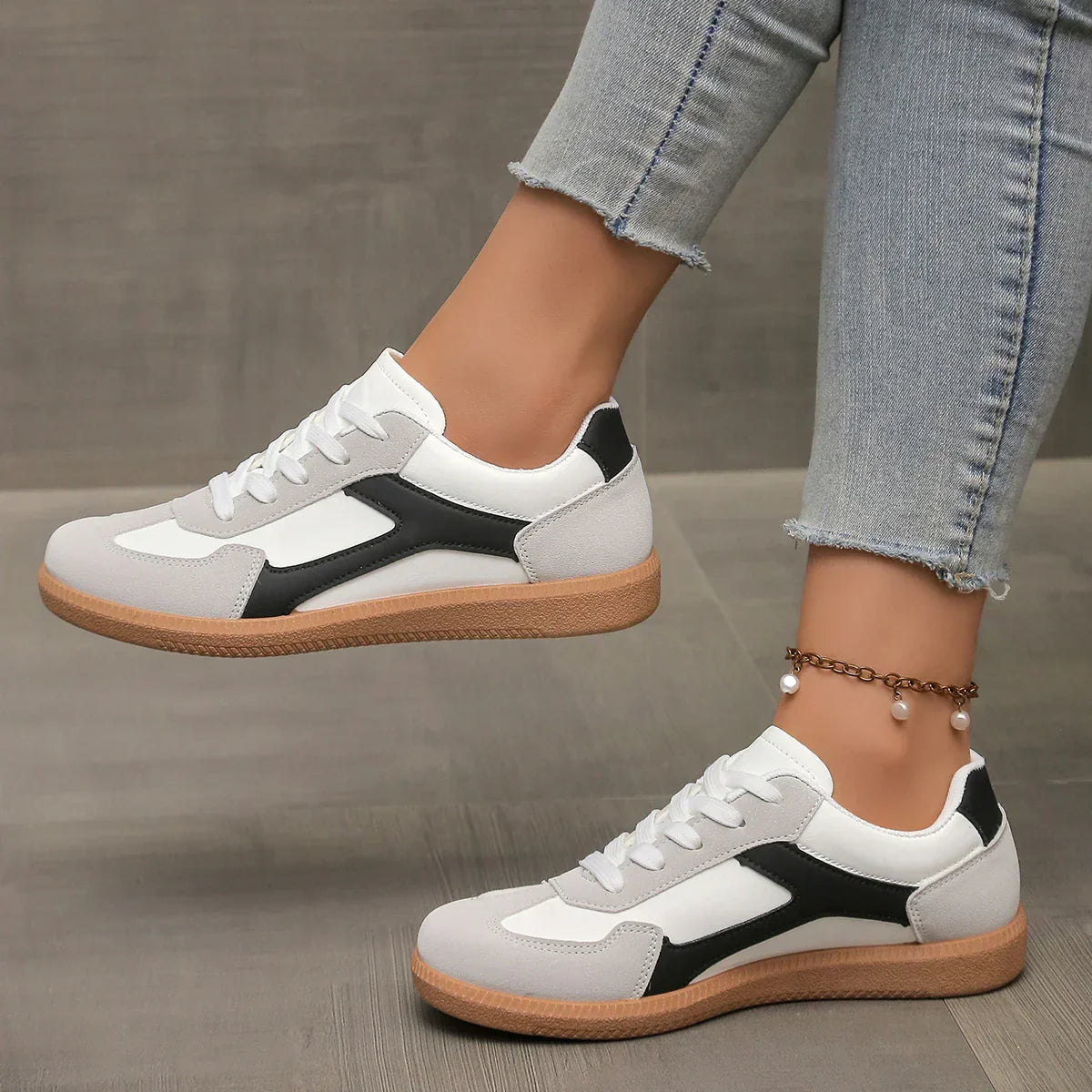 Kvinnor Sneakers Låg Profil Med Gum Sula Och Dämpad Innersula