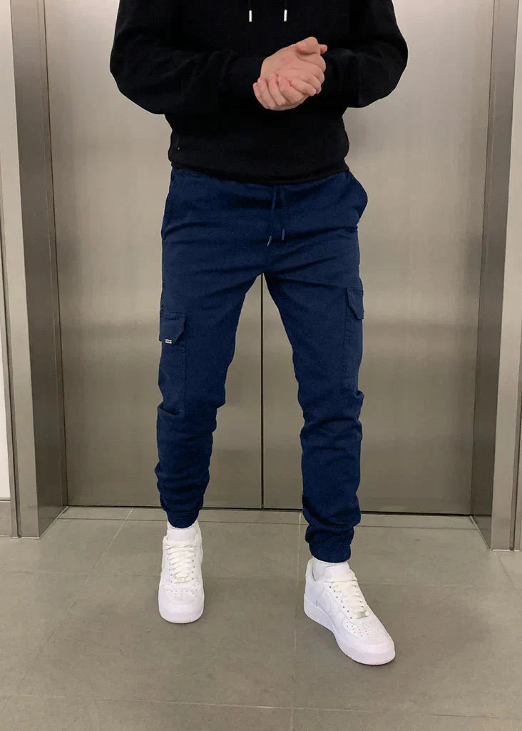 Herr Cargo Joggerbyxor med Elastisk Midja och Sidofickor